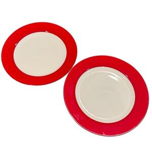 Kate Spade Lenox Rutherford set of circle dinner plates red white